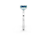 White gold Emerald Cut Blue Topaz Solitaire Engagement Ring with Classic Band and Four-Prong Setting_38