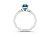 White gold Emerald Cut Blue Topaz Solitaire Engagement Ring with Classic Band and Four-Prong Setting_39