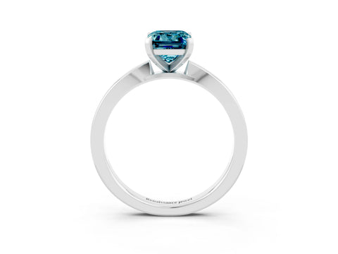 White gold Emerald Cut Blue Topaz Solitaire Engagement Ring with Classic Band and Four-Prong Setting_39