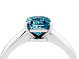 White gold Emerald Cut Blue Topaz Solitaire Engagement Ring with Classic Band and Four-Prong Setting_40