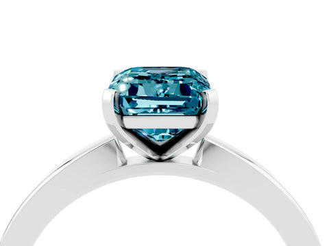 White gold Emerald Cut Blue Topaz Solitaire Engagement Ring with Classic Band and Four-Prong Setting_40