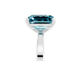 White gold Emerald Cut Blue Topaz Solitaire Engagement Ring with Classic Band and Four-Prong Setting_41