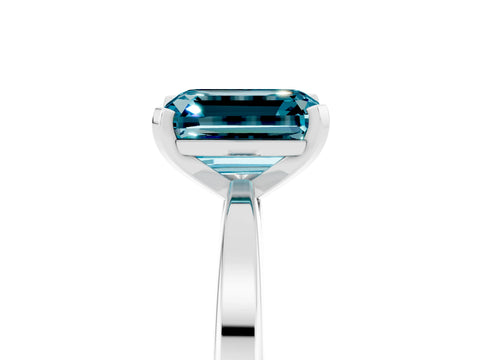 White gold Emerald Cut Blue Topaz Solitaire Engagement Ring with Classic Band and Four-Prong Setting_41