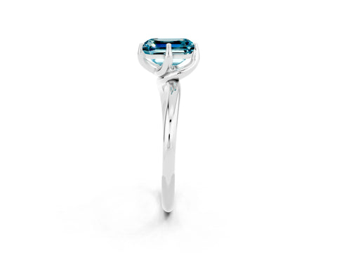 White gold Emerald Cut Blue Topaz Solitaire Engagement Ring with Four-Prong Setting and Classic Band_14