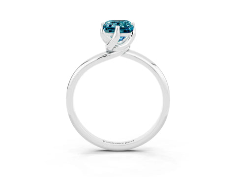 White gold Emerald Cut Blue Topaz Solitaire Engagement Ring with Four-Prong Setting and Classic Band_15