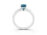 White gold Emerald Cut Blue Topaz Solitaire Engagement Ring with Round Band and Four-Prong Setting_3