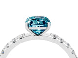 White gold Emerald Cut Blue Topaz Solitaire Pavé Band with Four-Prong Setting_4