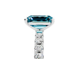 White gold Emerald Cut Blue Topaz Solitaire Pavé Band with Four-Prong Setting_5
