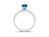 White gold Emerald Cut Blue Topaz Solitaire Ring with Pavé Band and Four-Prong Setting_39
