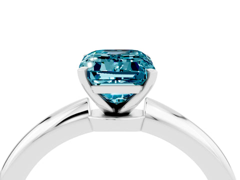 White gold Emerald Cut Blue Topaz Solitaire Ring with Six-Prong Setting and Classic Band_4