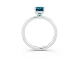 White gold Emerald Cut Blue Topaz Solitaire Ring with Thin Band and Four-Prong Setting_15