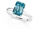 White gold Emerald Cut Blue Topaz Solitaire Ring with Thin Band and Prong Setting_13