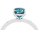 White gold Emerald Cut Blue Topaz Solitaire Ring with Thin Band and Prong Setting_16