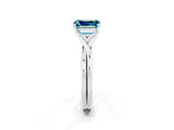 White gold Emerald Cut Blue Topaz Solitaire Twist Band Prong Setting Ring_80