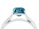 White gold Emerald Cut Blue Topaz Solitaire Twist Band Prong Setting Ring_82
