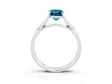 White gold Emerald Cut Blue Topaz Solitaire Twist Band Prong Setting Ring_86