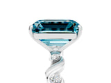 White gold Emerald Cut Blue Topaz Solitaire Twisted Band with Round  Accents and Prong Setting_17