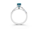 White gold Emerald Cut Blue Topaz Solitaire with Side Baguettes and Channel Set Band_3