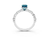 White gold Emerald Cut Blue Topaz Solitaire with Side Stones, Pave Band, Four-Prong Setting_51