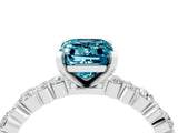 White gold Emerald Cut Blue Topaz Solitaire with Side Stones, Pave Band, Four-Prong Setting_52