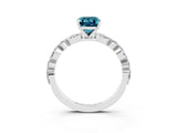 White gold Emerald Cut Blue Topaz Solitaire with Side Stones on a Pavé Band and Four-Prong Setting_3