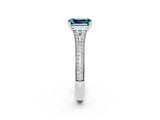 White gold Emerald Cut Blue Topaz Split Shank Engagement Ring with Pavé Band_2