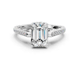 White gold Emerald Cut Cathedral Pave Diamond Engagement Ring with Six-Prong Setting_32