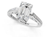 White gold Emerald Cut Cathedral Pave Diamond Engagement Ring with Six-Prong Setting_33
