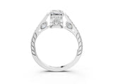 White gold Emerald Cut Cathedral Pave Diamond Engagement Ring with Six-Prong Setting_35
