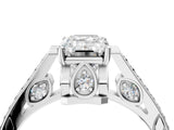 White gold Emerald Cut Cathedral Pave Diamond Engagement Ring with Six-Prong Setting_36