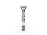 White gold Emerald Cut Channel Set Diamond Engagement Ring with Four-Prong Setting_198