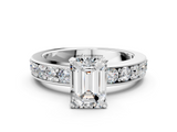 White gold Emerald Cut Channel Set Diamond Engagement Ring with Four-Prong Setting_202