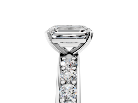 White gold Emerald Cut Channel Set Diamond Engagement Ring with Four-Prong Setting_207
