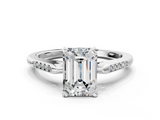 White gold Emerald Cut Channel Set Solitaire Engagement Ring with Four-Prong Setting_208
