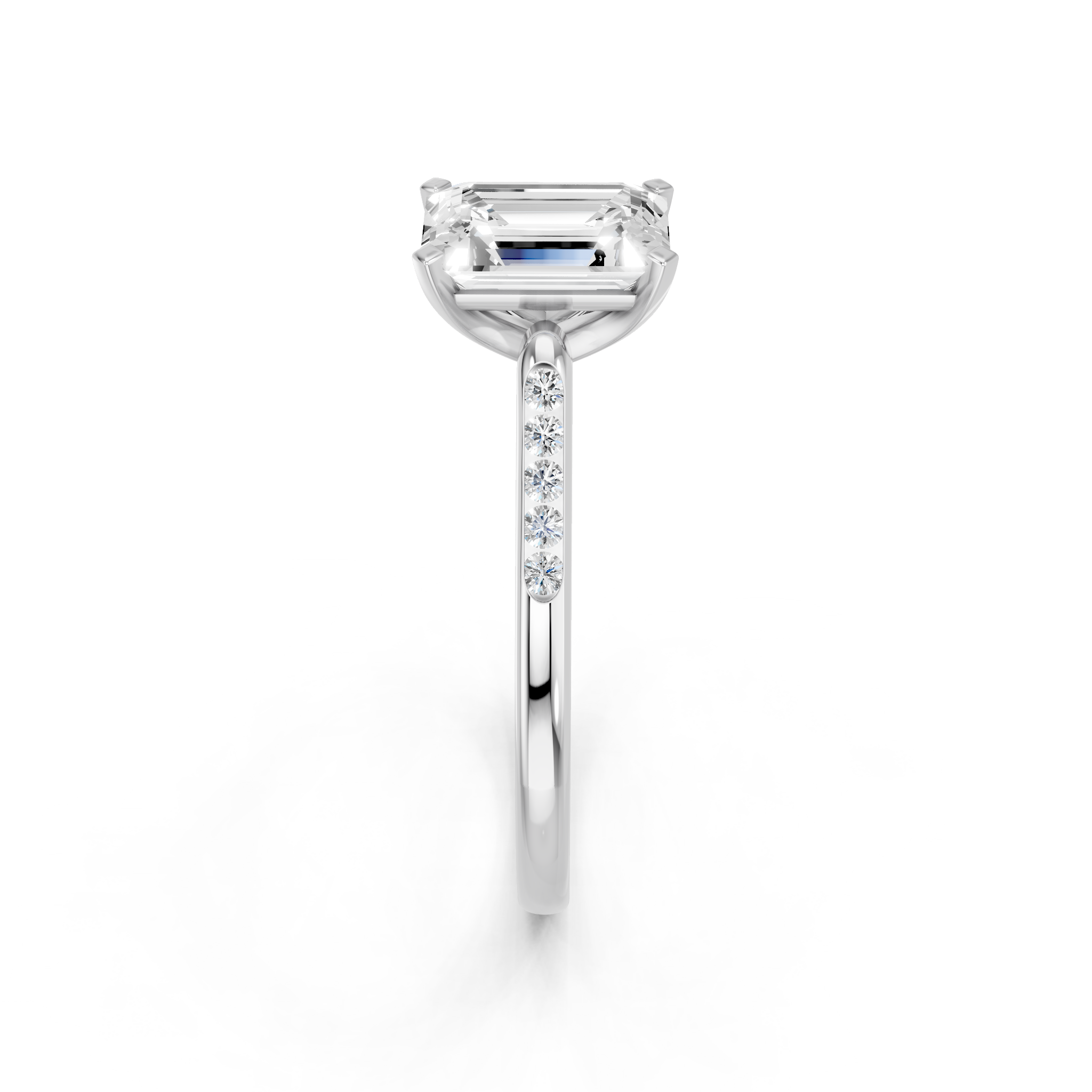 White gold Emerald Cut Channel Set Solitaire Engagement Ring with Four-Prong Setting_47