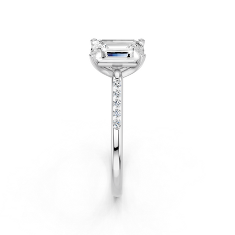 White gold Emerald Cut Channel Set Solitaire Engagement Ring with Four-Prong Setting_47