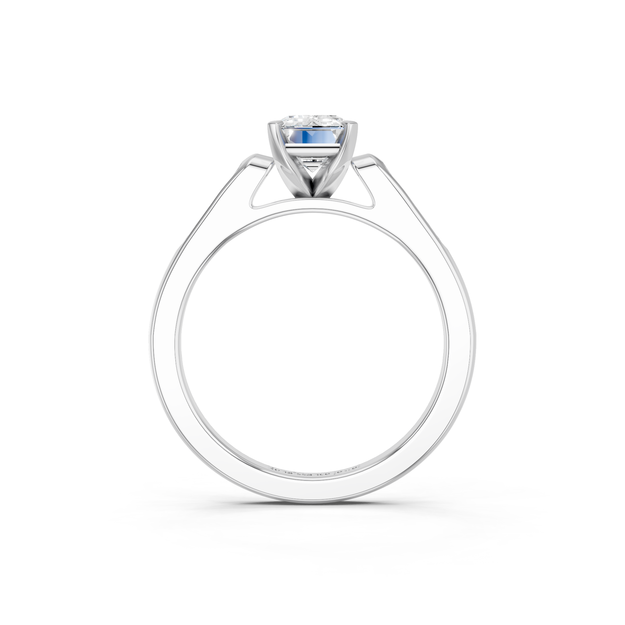 White gold Emerald Cut Channel Set Solitaire Engagement Ring with Four-Prong Setting_48
