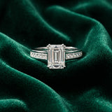 White gold Emerald Cut Channel Set Solitaire Engagement Ring with Prong Setting_15