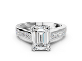 White gold Emerald Cut Channel Set Solitaire Engagement Ring with Prong Setting_58