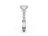 White gold Emerald Cut Channel Set Solitaire Engagement Ring with Prong Setting_60