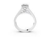 White gold Emerald Cut Channel Set Solitaire Engagement Ring with Prong Setting_61