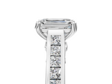 White gold Emerald Cut Channel Set Solitaire Engagement Ring with Prong Setting_63