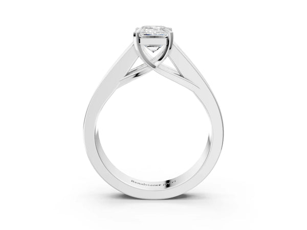 Platinum Emerald Cut Engagement Ring Setting with Channel-Set Princess Cut Side Accents