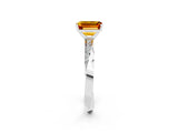 White gold Emerald Cut Citrine Engagement Ring with Side Stone Accents and Four-Prong Setting_29