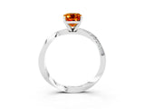 White gold Emerald Cut Citrine Engagement Ring with Side Stone Accents and Four-Prong Setting_30