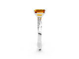 White gold Emerald Cut Citrine Engagement Ring with Side Stone Accents and Four-Prong Setting_38