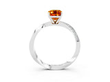 White gold Emerald Cut Citrine Engagement Ring with Side Stone Accents and Four-Prong Setting_39