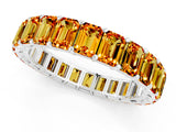 White gold Emerald Cut Citrine Eternity Band with Shared Prong Setting_7