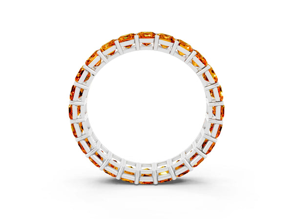 Sterling Silver Emerald Cut Citrine North-South Eternity Wedding Band with Shared Prongs