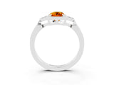 White gold Emerald Cut Citrine Halo Ring with Tapered Band and Four-Prong Setting_3